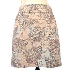 TALBOTS 8 Pastel Paisley A-Line Skirt Cotton‎ Blend Knee Length Career Office